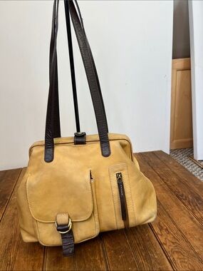 Sophia Visconti Y2K Leather Shoulder  Bag Satchel with Dark Brown Straps